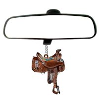 【LZ】♘♧  Pingente acrílico sela para carro 2D cavalo sela chaveiro Western Saddle Hangings ornamento decoração interior do carro vista traseira