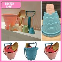 SQXRCH SHOP 6PCS ของขวัญสำหรับเด็ก ของเล่นสำหรับเด็ก อินเตอร์แอคทีฟสำหรับพ่อแม่และลูก ถังปราสาทชายหาด ชุดขุดทราย แม่พิมพ์คราดพลั่ว ชุดของเล่นทราย