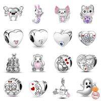 New 100% Real 925 Sterling Silver Cat Hearts Friendship Wedding Cake Bead Charms Fit Original Pandora Bracelet Jewelry Fine Gift