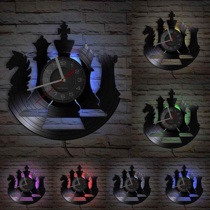 NEW (style)International Chess Wall Clock Wall Clock With LED