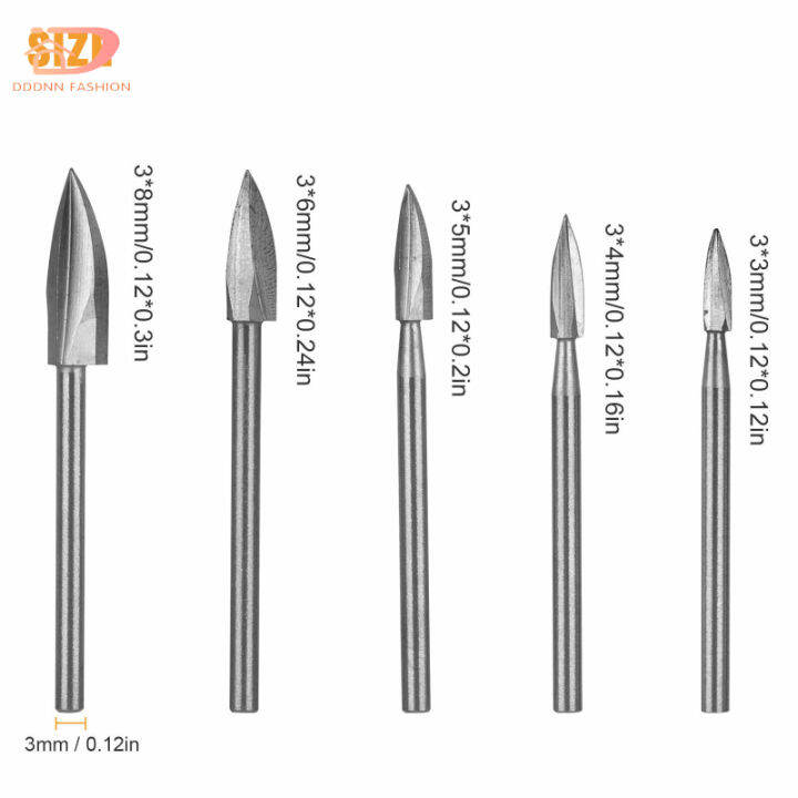 หัวเจาะแกะสลักไม้5ชิ้นชุดเครื่องมือโรตารีอุปกรณ์สว่านงานไม้-diy-สำหรับผู้ที่ชื่นชอบการแกะสลักไม้