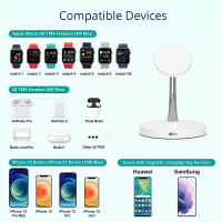 3 In1 Magnetic Fast Wireless Charger Stand Macsafe สำหรับ 14 13 12 Pro Max 15W LED Fast Charging Station