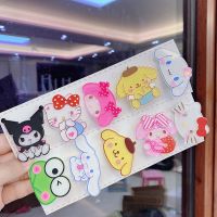 New Kawaii Sanrio Hello Kitty My Melody Acrylic Hairpin Cartoon Badge Kid Brooch Rubber Band Girly Heart Gift Patch Accessories