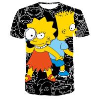 Summer Disney T-Shirts The Simpsons Cartoon Anime Simpson 3D Print Streetwear Men Women Fashion Oversized T Shirt Kids Tees Tops