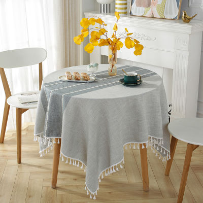ผ้าปูโต๊ะนอร์ดิกผ้าปูโต๊ะกลมฝ้ายลินินมีพู่โต๊ะขนาดเล็กผ้าปูโต๊ะผ้าถักแจ็คการ์ดเสื่อสี่เหลี่ยมมีพู่