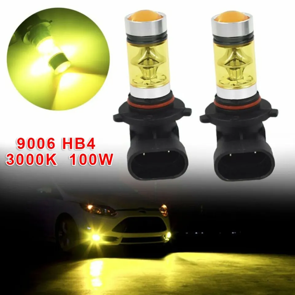 Shipping In 24 Hours】1 Pair 9006 HB4 3000K Yellow LED 100W Super Bright Fog  Driving Light Bulb Kit