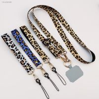 ✔♣ Crossbody Leopard Print Back Hanging Neck Chain Adjustable Shoulder Wide Pendant Anti-lost Sling with Clip Mobile Phone Lanyard