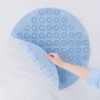 Blue Bathroom Mat Anti-slip Sucker Round Silicone Bathing Rugs Soft Shower Carpet Solid Color Foot Massage Pad Bathtub Bath Mat