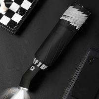 【cw】Windproof Automatic Umbrella With LED Flashlight Reflective Stripe Reverse Light Umbrellas Rain Men Women Large Folding Parasol ！