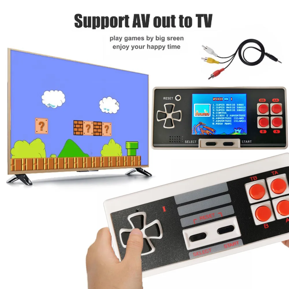Handheld Game Console Build-In Non Repeat 200 Video Games Console 3-inch  LCD Screen with Two Player Wireless Gamepad Joystic Controller AV Output To  TV (HT911-TW) | Lazada