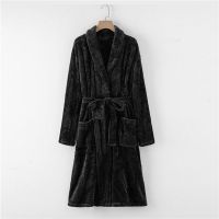 Women Men Flannel Bath Robe Sleepwear 2023 Autumn Winter Solid Plush Couple Bathrobe Thick Warm Female Robe Dropshipping