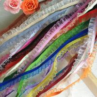 [HOT!] 1.4CM Width lace fabricfolded lace Elastic organza ruffle lace clothing and garment stretch lace trim