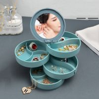 New Personnalized Rotating Jewelry Box Organizer Earrings Ring Travel Multilayer Storage Case Girl Box And Packaging Wholesale