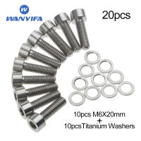 Wanyifa ไทเทเนียม Hex Bolt M6X20mm+ ไทเทเนียมเครื่องซักผ้าจักรยานอุปกรณ์เสริมสกรูยึดจักรยานอุปกรณ์เสริมจักรยาน DIY จักรยานรวม 20 ชิ้น