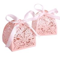 New 50/100pcslot Cut Wedding Favor Chocolate Pink