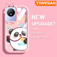 YIWESAN เคสสำหรับ VIVO Y02 Y11 Y02A 2023การ์ตูนน่ารักๆลายกีฬาแพนด้าสร้างสรรค์ป้องกันเลนส์กล้องมอนสเตอร์ตัวน้อยน่ารักเคสโทรศัพท์โปร่งใสเคสซิลิโคนนิ่มเคสกันกระแทกแบบใส