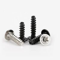 M4*6/8/10/12/16/20 Black Nickel Plated Carbon Steel DIN967 Cross Phillips Round Flat Tail Self Tapping Micro Screw With Washer Nails Screws  Fasteners