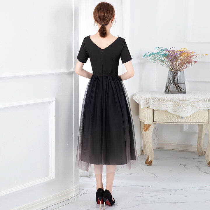 japan-and-south-korea-black-dress-womens-long-new-slim-temperament-v-neck-dress-daily-evening-dress