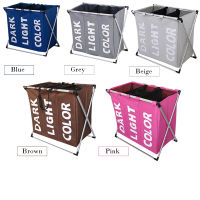 Folding Laundry Hamper Washing Storage Basket Bag 3 Section Foldable Fabric Laundry Baskets for Bathroom,Washing Room