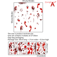 Qungkun? สติกเกอร์ตกแต่งฮาโลวีน1ชุดสติกเกอร์ติดผนังประตูหน้าต่างลายเลือดอุปกรณ์งานปาร์ตี้ฮาโลวีน