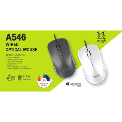 BESTSELLER อุปกรณ์คอม RAM Anitech เม้าส์ A546 WIRED OPTICAL MOUSE อุปกรณ์ต่อพ่วง ไอทีครบวงจร