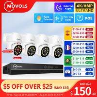 Movols 4K XMEYE ระบบ POE เฝ้าระวัง8MP 4MP สัญญาณเสียงสองทาง PTZ CCTV POE AI กล้องวงจรปิด8CH ชุด NVR กล้องหมุนวีดิโอ P2P