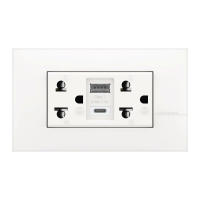 เต้ารับคู่ 3 ขากลม พร้อมม่านนิรภัย และ USB A/C 3.1A BTICINO รุ่น AE4185AC สีขาว -- EU 26 --