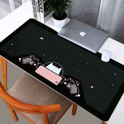 Space Pad Mouse Pad บริษัท แมวน่ารักสีดำ Mause Pad พรมสีชมพู Xxl Desktop Pad 90x40 Mouse Pad เครื่องเกม