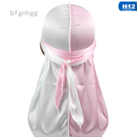 BFG Silky Durag หมวกโจรสลัด2 Tone บล็อกสีหางยาว Headwrap Chemoผ้าโพกหัวหมวก