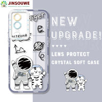 Jinsouwe เคสโทรศัพท์เคสสำหรับ Vivo Y76 5G,เคสหลังโทรศัพท์ลายการ์ตูนนักบินอวกาศคริสตัลเคสยางแบบนิ่ม