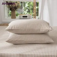 AHSNME Coffee Grid 100% Cotton Pillowcase Special Wrinkle Craft Super Soft Summer Fall Simple Sleep pillowcase 50x75cm