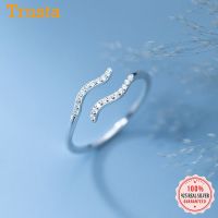 [HEME LL] TrustDavis 925 Sterling Silver Women Jewelry Waves Dazzling CZ Opening Cocktail Ring For Wedding Party Jewelry Wholesale DB1068