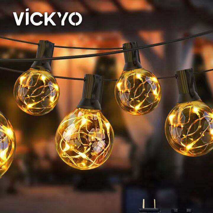 VICKYO LED G40 Spherical String Lights IP65 Waterproof Outdoor Copper