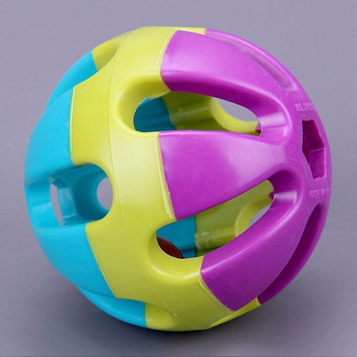 ลูกพลาสติกกลวงของเล่นลูกบอลสุนัขพร้อมกระดิ่งภายในของเล่นสุนัขสีสันแบบโต้ตอบ-yy-ร้านค้า