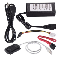 2 In 1 USB 2.0 To IDE to SATA/SATA to IDE Adapter Converter Support Serial ATA SATA PATA IDE ไปยัง USB 2.0 อะแดปเตอร์แปลงสายสำหรับฮาร์ดดิสก์ไดรฟ์ 2.5 "3.5" พร้อมอะแดปเตอร์ไฟ AC ภายนอก