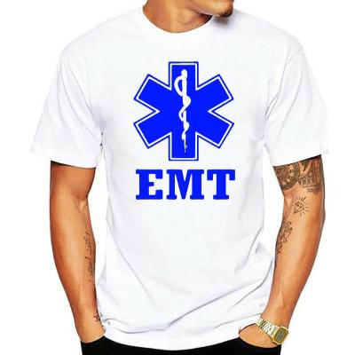 เสื้อยืดคอกลมแขนลำลองขาสั้นสำหรับแพทย์ฉุกเฉิน EMS EMT เสื้อยืดคอกลมพิมพ์ลายแฟชั่นเสื้อผ้าฝ้าย100% ใหม่ฤดูร้อน