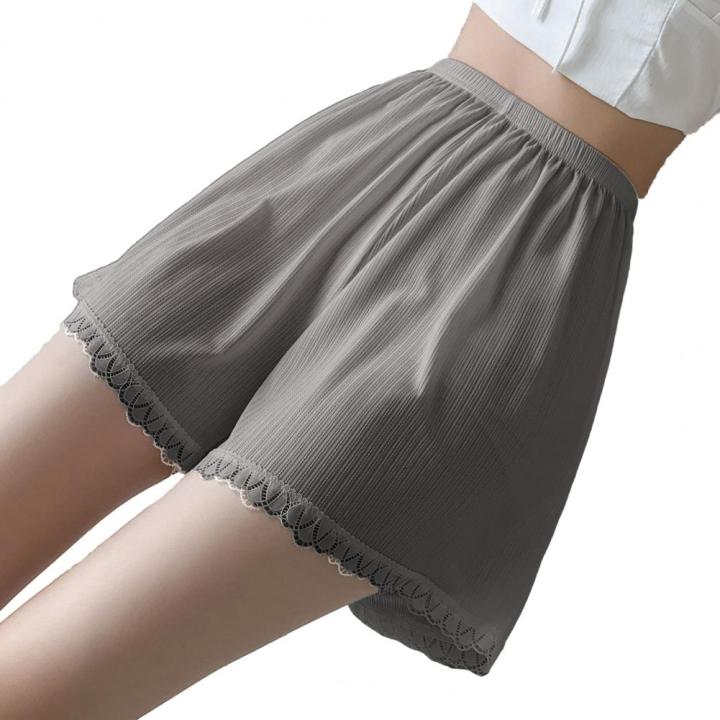 women-safety-shorts-summer-elastic-waist-lace-hem-breathable-loose-ladies-under-dress-slip-underwear-underpants-daily-life