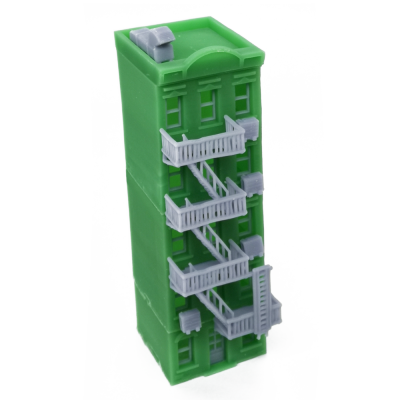 Outland Models City Apartment (Green) w Fire Escape Z Scale