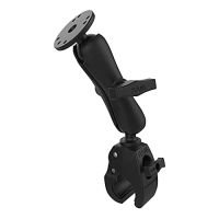 RAM Mounts RAP-404-202U Tough-Claw Medium Clamp Double Ball Mount with Round Plate with Medium Arm for Rails 1" to 1.875" in Diameter