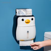 Toilet Penguin Tissue Box Toilet Punch-Free Bathroom Toilet Paper Box Creative Roll Paper Box Wall Mounted Toilet Paper Shelf Toilet Roll Holders