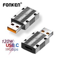 guohongzhilianjiaoyukej Fonken อะแดปเตอร์แปลงข้อมูล โลหะผสมสังกะสี 120W USB3.0 USB C Type-C ตัวเมีย เป็น ตัวผู้ ชาร์จเร็ว 10Gbps