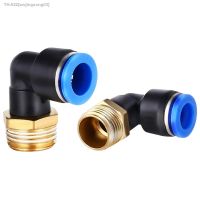 ﹍ Pneumatic Quick Connector Hose Air Pipe 4 6 8 10 12mm L Type External Thread BSPT1/8 1/4 3/8 1/2 Air Compressor Fitting PL10-02