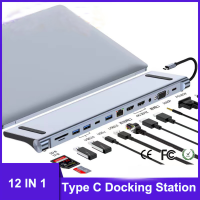 TypeC Hub Docking Station USB 3.1ถึง Dual HDMI 4K Multi USB Splitter 12 In1 Usb C Hub สำหรับ Sur 2