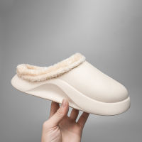 Winter Men Plush Slippers Waterproof Indoor Warm Fur Furry Slipper Bathroom Slides Detachable Platform Couple Shoes Rubber Clogs