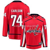 ♦ g40349011chao 037A เสื้อยืดแขนยาว พิมพ์ลาย NHL Washington Capitals Home Jersey Carlson Hockey พลัสไซซ์