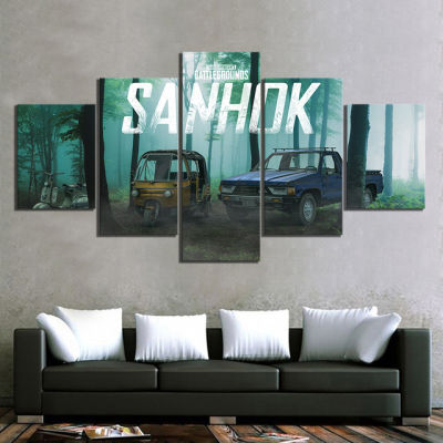 2021 Modular Hd Prints Pictures 5 Pcs Pubg Battlegrounds Game Home Decor Painting Canvas Poster Wall Art for Living Room
