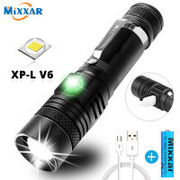 2021Z2 Ultra Bright LED Flashlight With XP-L V6 LED lamp bead Waterproof Torch Zoomable 4 lighting modes Multi-function USB charging