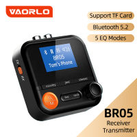 VAORLO เครื่องส่งสัญญาณ5.2บลูทูธ2 IN 1,BR05ของแท้ส่งสัญญาณ5โหมดเพลง HIFI ไร้สายอะแดปเตอร์เสียง3.5มม. อะแดปเตอร์ AUX RCA รองรับบัตร TF สำหรับพีซีแล็ปท็อปเครื่องขยายเสียงรถ