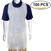 100pcs/set White Disposable Cleaning Apron Transparent Easy Use Kitchen Aprons For Women Men Kitchen Cooking Apron Aprons