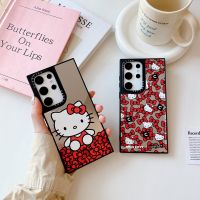 เคสโทรศัพท์ลายการ์ตูนเฮลโลคิตตี้น่ารักสไตล์กระจกโค้งสำหรับ Samsung S23Plus S23Ultra S22Ultra โทรศัพท์กลับยากกันกระแทกเคส Galaxy S23Ultra เคสโทรศัพท์ S23Plus สำหรับ S23 S22พิเศษเคสห่อหุ้มพิเศษ